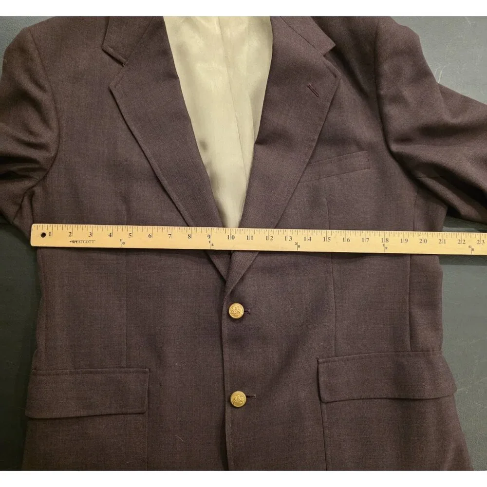 Vintage Stafford Blazer Burgundy Gold 2-Button Jacket Sport Coat‎ USA Mens 42L